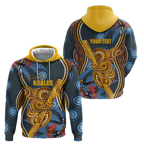 Aboriginal Dot Painting Koala Bear Personalised Zip Hoodie Aussie Eucalyptus Caesia Flowers