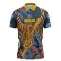 Aboriginal Dot Painting Koala Bear Personalised Zipper Polo Shirt Aussie Eucalyptus Caesia Flowers