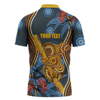 Aboriginal Dot Painting Koala Bear Personalised Zipper Polo Shirt Aussie Eucalyptus Caesia Flowers