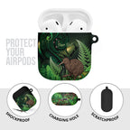 Kiwi New Zealand Personalised AirPods Case Aotearoa Map Silver Fern Koru Pattern