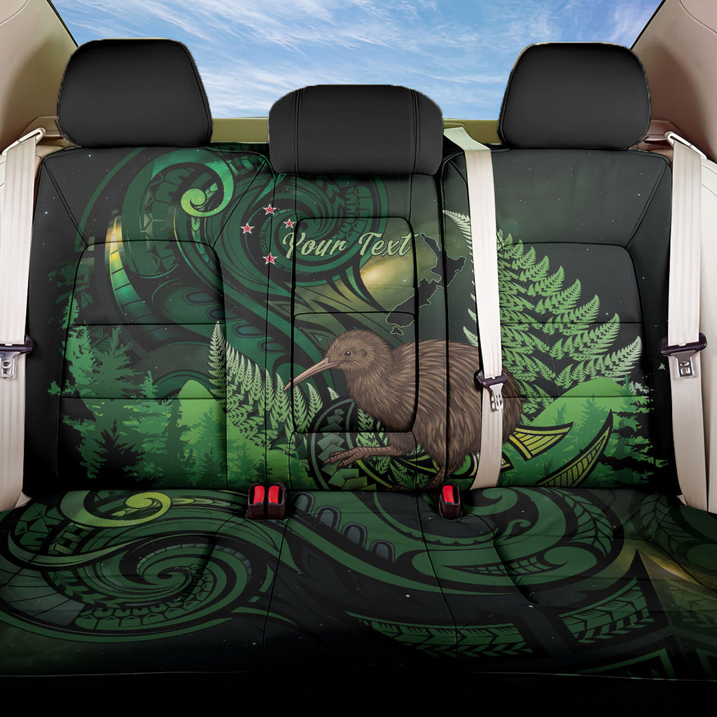 Kiwi New Zealand Personalised Back Car Seat Cover Aotearoa Map Silver Fern Koru Pattern