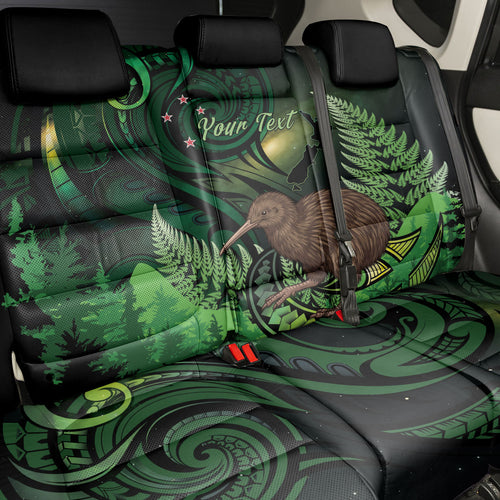 Kiwi New Zealand Personalised Back Car Seat Cover Aotearoa Map Silver Fern Koru Pattern