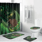 Kiwi New Zealand Personalised Bathroom Set Aotearoa Map Silver Fern Koru Pattern