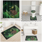 Kiwi New Zealand Personalised Bathroom Set Aotearoa Map Silver Fern Koru Pattern