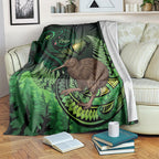 Kiwi New Zealand Personalised Blanket Aotearoa Map Silver Fern Koru Pattern