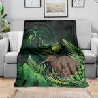 Kiwi New Zealand Personalised Blanket Aotearoa Map Silver Fern Koru Pattern