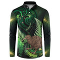 Kiwi New Zealand Personalised Button Sweatshirt Aotearoa Map Silver Fern Koru Pattern
