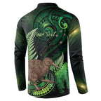 Kiwi New Zealand Personalised Button Sweatshirt Aotearoa Map Silver Fern Koru Pattern