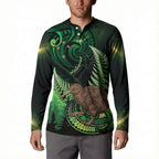 Kiwi New Zealand Personalised Button Sweatshirt Aotearoa Map Silver Fern Koru Pattern