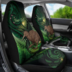 Kiwi New Zealand Personalised Car Seat Cover Aotearoa Map Silver Fern Koru Pattern