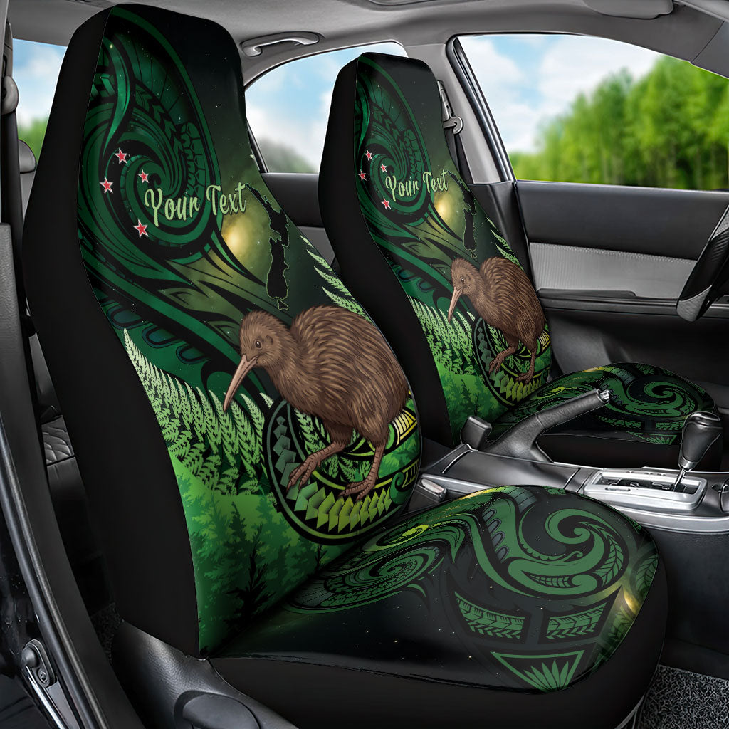 Kiwi New Zealand Personalised Car Seat Cover Aotearoa Map Silver Fern Koru Pattern