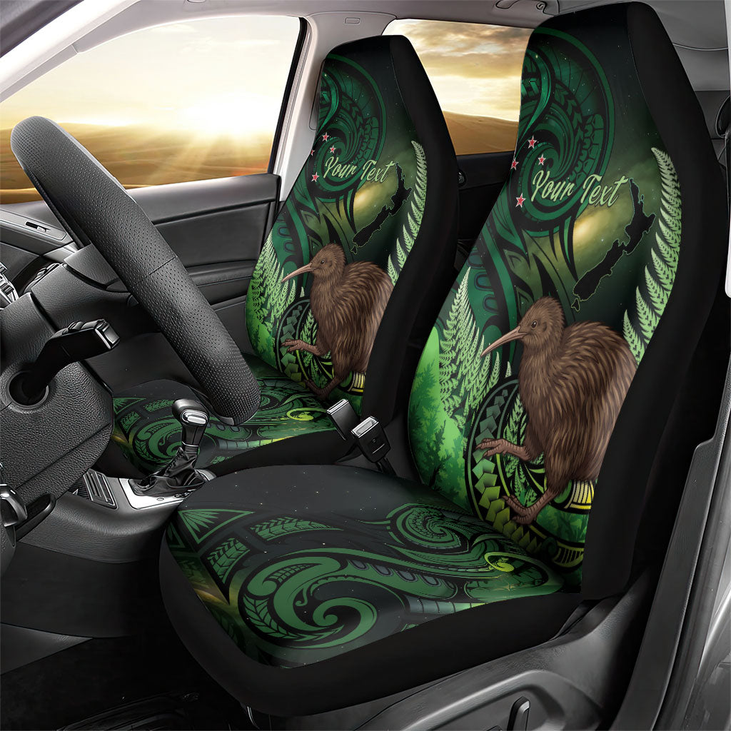 Kiwi New Zealand Personalised Car Seat Cover Aotearoa Map Silver Fern Koru Pattern