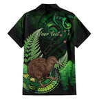 Kiwi New Zealand Personalised Family Matching Long Sleeve Bodycon Dress and Hawaiian Shirt Aotearoa Map Silver Fern Koru Pattern
