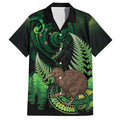 Kiwi New Zealand Personalised Hawaiian Shirt Aotearoa Map Silver Fern Koru Pattern