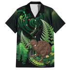 Kiwi New Zealand Personalised Hawaiian Shirt Aotearoa Map Silver Fern Koru Pattern