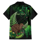Kiwi New Zealand Personalised Hawaiian Shirt Aotearoa Map Silver Fern Koru Pattern