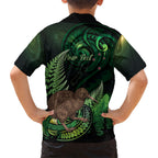 Kiwi New Zealand Personalised Hawaiian Shirt Aotearoa Map Silver Fern Koru Pattern