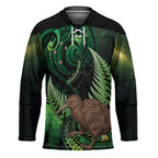 Kiwi New Zealand Personalised Hockey Jersey Aotearoa Map Silver Fern Koru Pattern