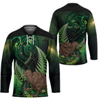 Kiwi New Zealand Personalised Hockey Jersey Aotearoa Map Silver Fern Koru Pattern