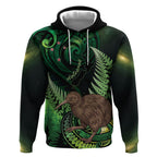 Kiwi New Zealand Personalised Hoodie Aotearoa Map Silver Fern Koru Pattern