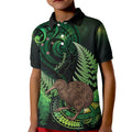 Kiwi New Zealand Personalised Kid Polo Shirt Aotearoa Map Silver Fern Koru Pattern