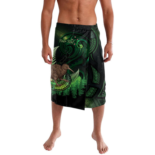 Kiwi New Zealand Personalised Lavalava Aotearoa Map Silver Fern Koru Pattern