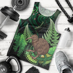 Kiwi New Zealand Personalised Men Tank Top Aotearoa Map Silver Fern Koru Pattern