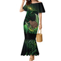 Kiwi New Zealand Personalised Mermaid Dress Aotearoa Map Silver Fern Koru Pattern