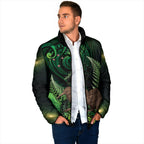 Kiwi New Zealand Personalised Padded Jacket Aotearoa Map Silver Fern Koru Pattern