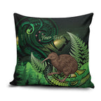 Kiwi New Zealand Personalised Pillow Cover Aotearoa Map Silver Fern Koru Pattern