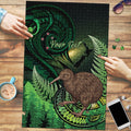 Kiwi New Zealand Personalised Puzzle Aotearoa Map Silver Fern Koru Pattern