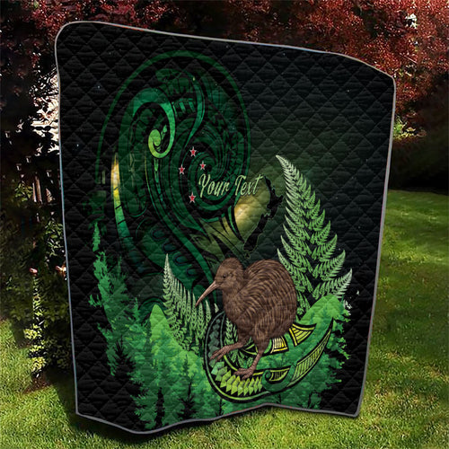 Kiwi New Zealand Personalised Quilt Aotearoa Map Silver Fern Koru Pattern