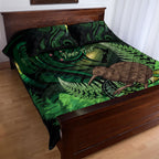 Kiwi New Zealand Personalised Quilt Bed Set Aotearoa Map Silver Fern Koru Pattern