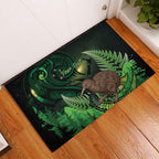 Kiwi New Zealand Personalised Rubber Doormat Aotearoa Map Silver Fern Koru Pattern