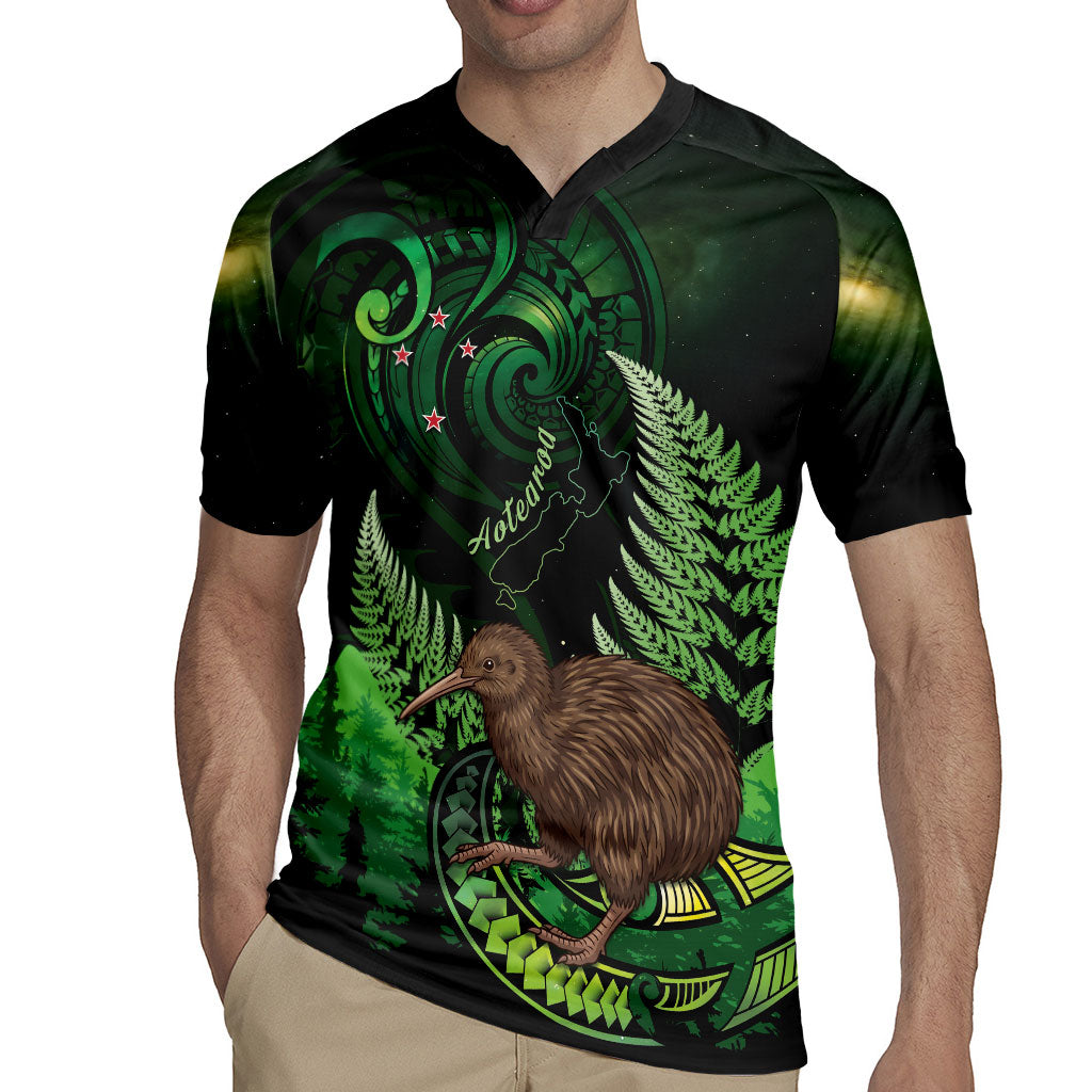 Kiwi New Zealand Personalised Rugby Jersey Aotearoa Map Silver Fern Koru Pattern
