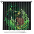 Kiwi New Zealand Personalised Shower Curtain Aotearoa Map Silver Fern Koru Pattern