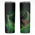 Kiwi New Zealand Personalised Skinny Tumbler Aotearoa Map Silver Fern Koru Pattern