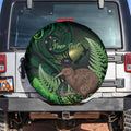 Kiwi New Zealand Personalised Spare Tire Cover Aotearoa Map Silver Fern Koru Pattern