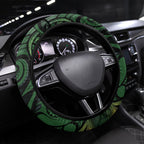 Kiwi New Zealand Steering Wheel Cover Aotearoa Map Silver Fern Koru Pattern