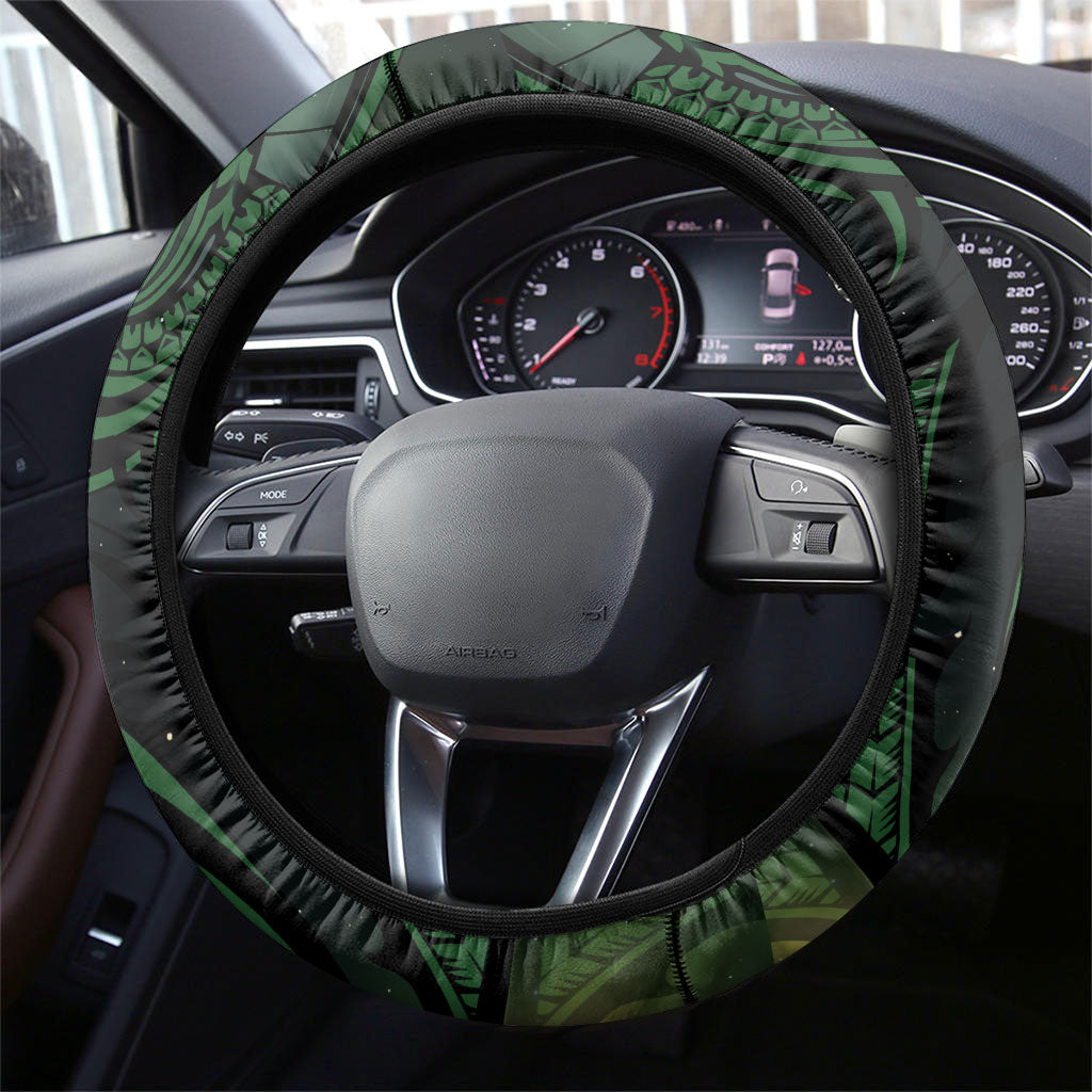 Kiwi New Zealand Steering Wheel Cover Aotearoa Map Silver Fern Koru Pattern