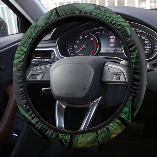 Kiwi New Zealand Steering Wheel Cover Aotearoa Map Silver Fern Koru Pattern