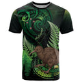 Kiwi New Zealand Personalised T Shirt Aotearoa Map Silver Fern Koru Pattern