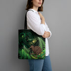 Kiwi New Zealand Personalised Tote Bag Aotearoa Map Silver Fern Koru Pattern