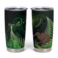 Kiwi New Zealand Personalised Tumbler Cup Aotearoa Map Silver Fern Koru Pattern