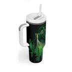 Kiwi New Zealand Personalised Tumbler With Handle Aotearoa Map Silver Fern Koru Pattern