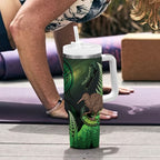 Kiwi New Zealand Personalised Tumbler With Handle Aotearoa Map Silver Fern Koru Pattern