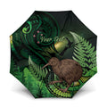 Kiwi New Zealand Personalised Umbrella Aotearoa Map Silver Fern Koru Pattern