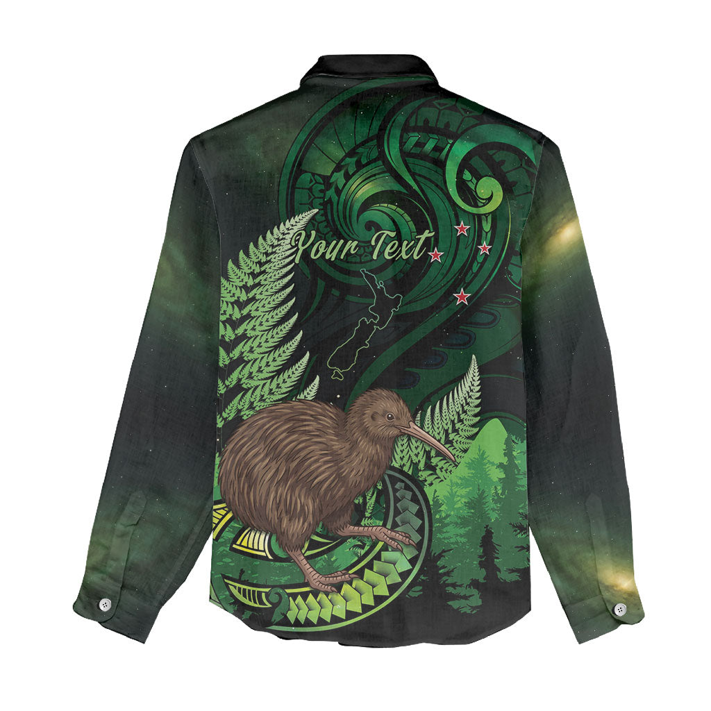 Kiwi New Zealand Personalised Women Casual Shirt Aotearoa Map Silver Fern Koru Pattern