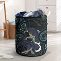 New Zealand Huia Bird Laundry Basket Paua Shell Maori Pattern