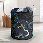 New Zealand Huia Bird Laundry Basket Paua Shell Maori Pattern